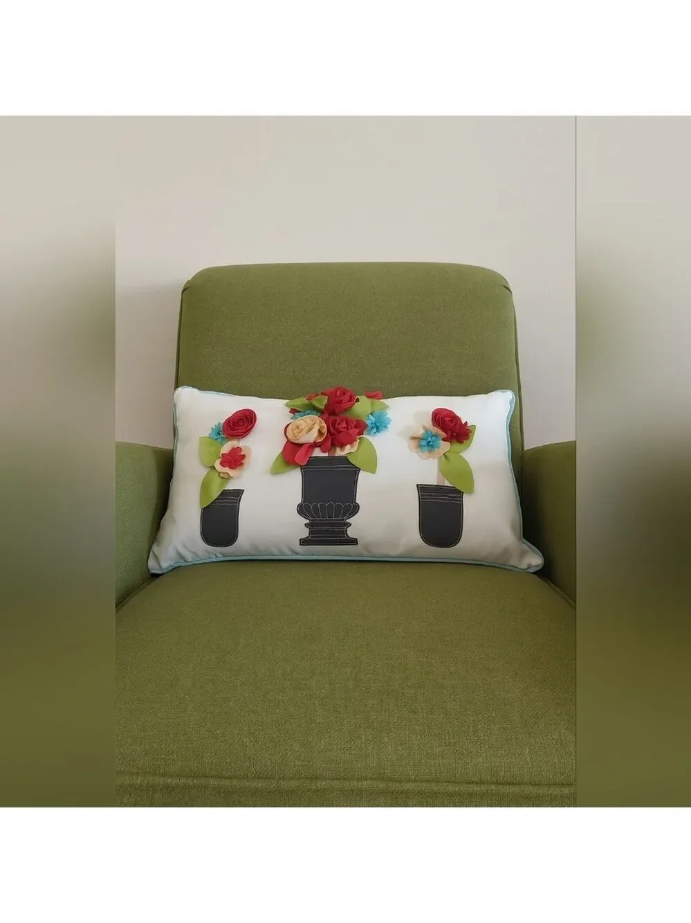 3D Floral Rectangular Decorative Pillow